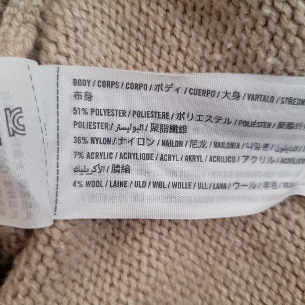 Abercrombie & Fitch Sz S Heathered Oatmeal Collared Notch Neck Knit Sweater - Picture 7 of 9